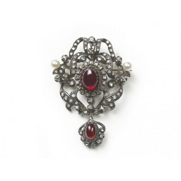 Garnet Diamond & Pearl Pendant