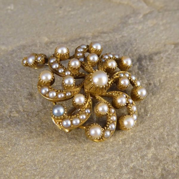 Antique Victorian Seed Pearl Pendant Brooch