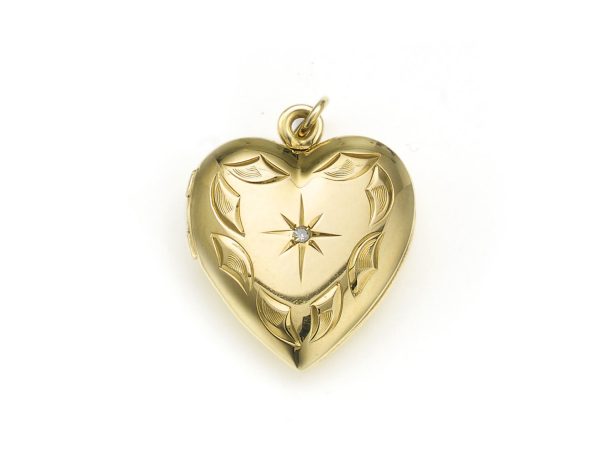 Vintage Diamond Heart Locket Pendant