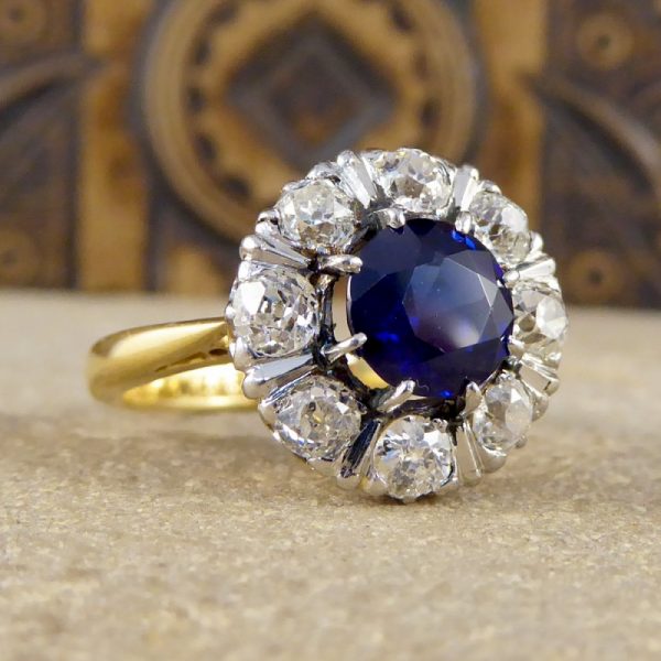 Antique Art Deco Sapphire & Diamond Cluster Ring