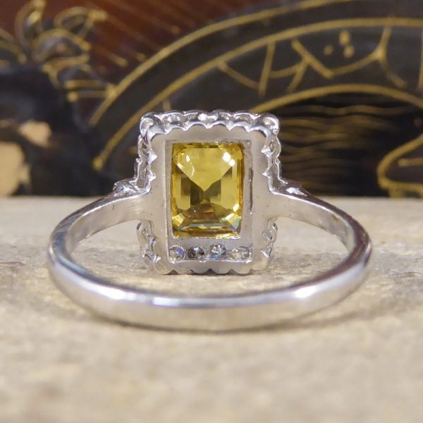Contemporary Art Deco Style Yellow Sapphire & Diamond Ring
