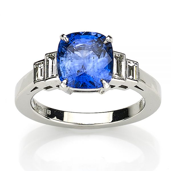 Art Deco Style Sapphire & Diamond Ring