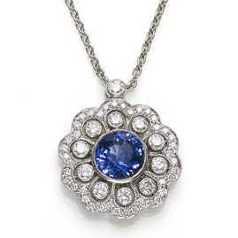 Edwardian Style Sapphire & Diamond Pendant