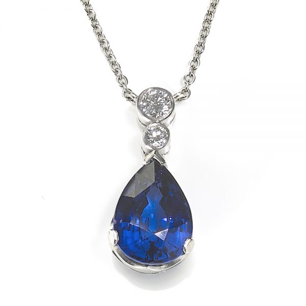 Diamond Topped Sapphire Pendant