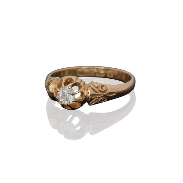 Antique 18ct Yellow Gold Single Stone Diamond Ring