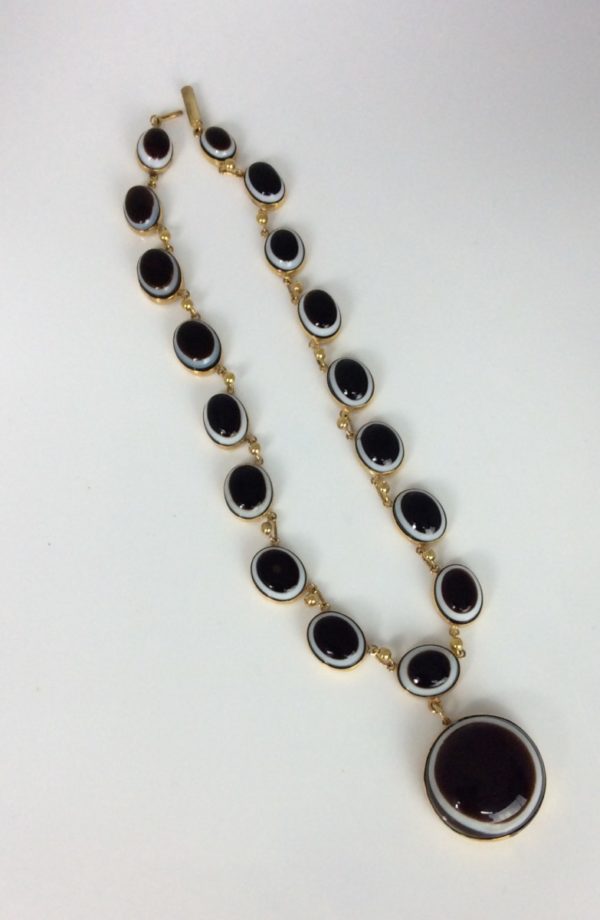 Antique Victorian Scottish Banded Agate Necklace