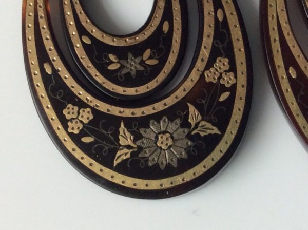 Antique Victorian Tortoiseshell Pendant Earrings