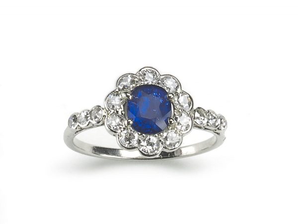Antique Art Deco Sapphire & Diamond Cluster Ring