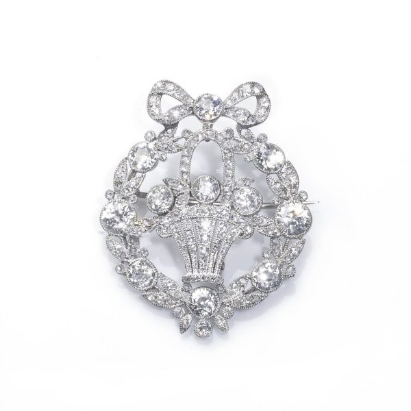 Antique Art Deco Jardinière Diamond Brooch