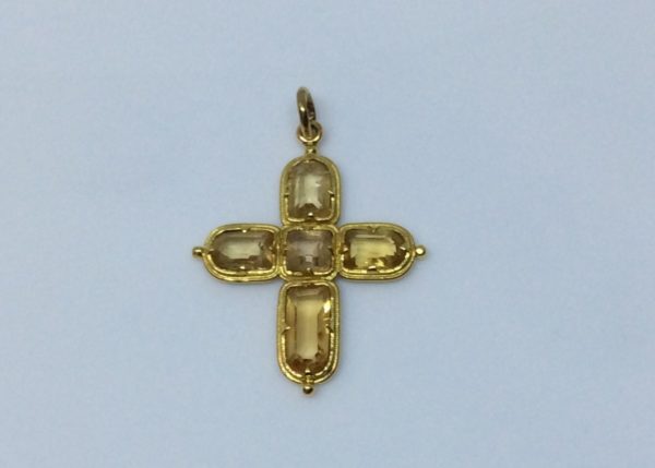 Antique Topaz & Gold Cross Pendant