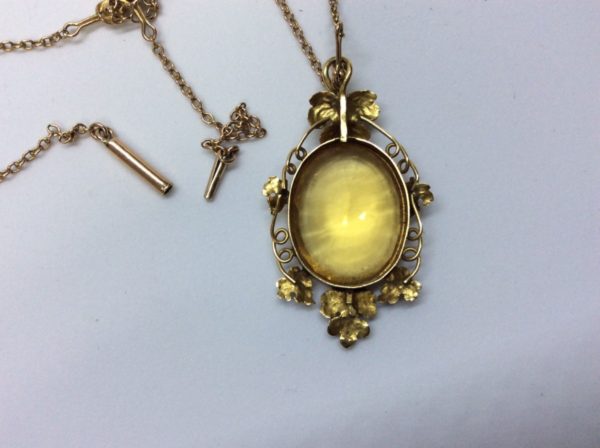 Antique Victorian Yellow Citrine Gold Pendant