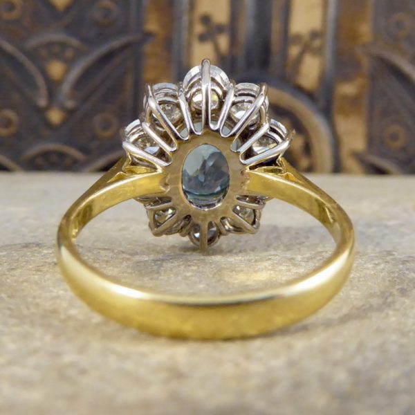 Vintage Aquamarine & Diamond Cluster Ring