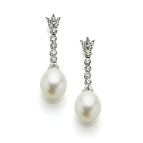 Pearl & Diamond Pendant Earrings