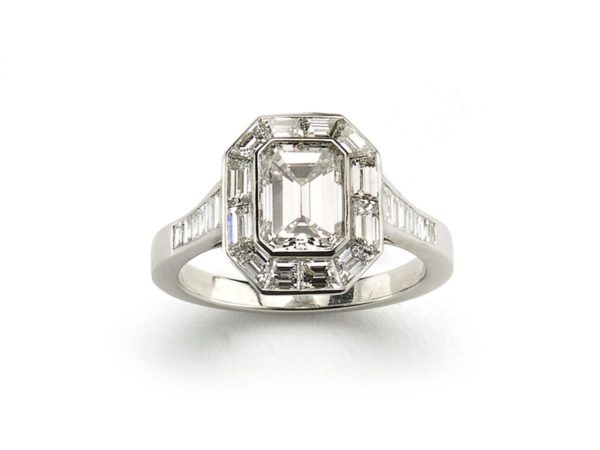 Diamond Mitre Set Ring, 1.70 Carat