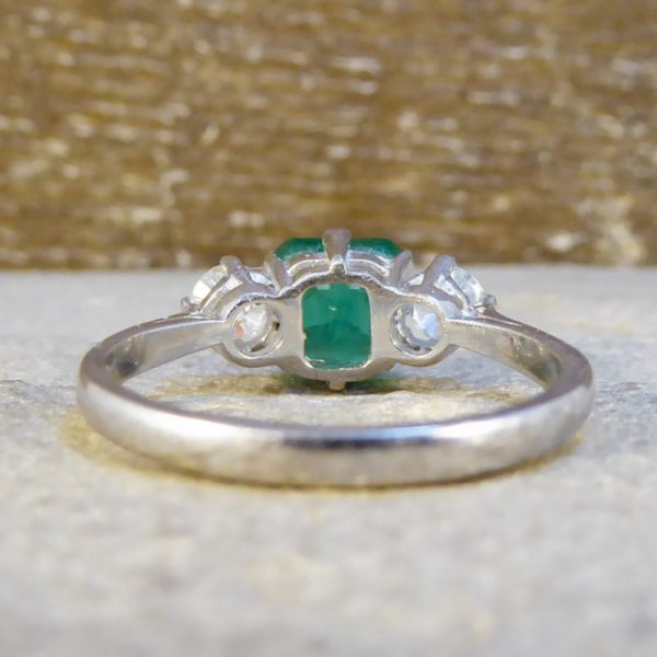Vintage Emerald & Diamond Three Stone Ring