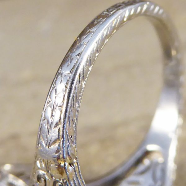 Antique Art Deco Plaque Style Diamond & Sapphire Ring