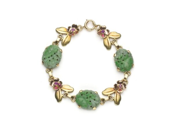 Vintage Tiffany & Co. Jade Ruby and Gold Bracelet
