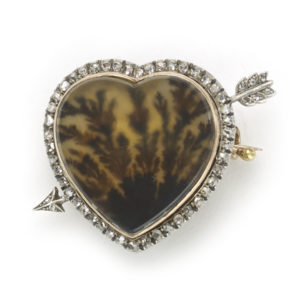 Antique Victorian Fabergé Moss Agate Brooch