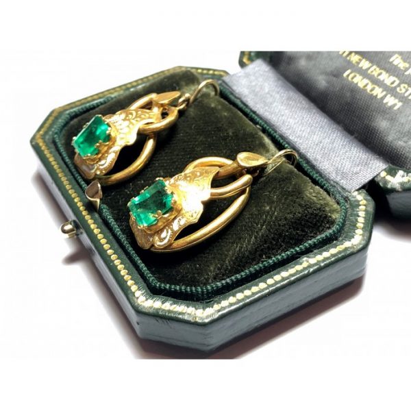 Antique Victorian Emerald & Diamond Earrings
