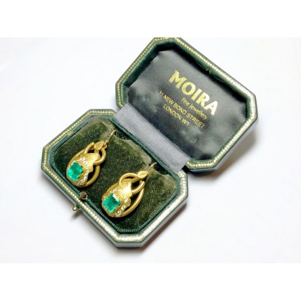 Antique Victorian Emerald & Diamond Earrings