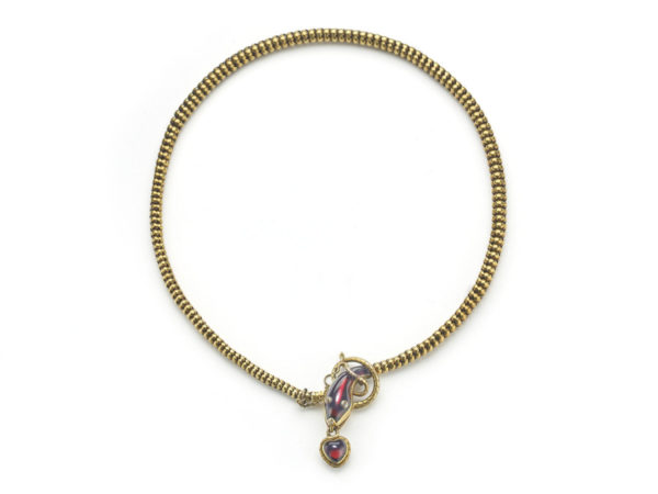 Antique Victorian Garnet & Gold Snake Necklace