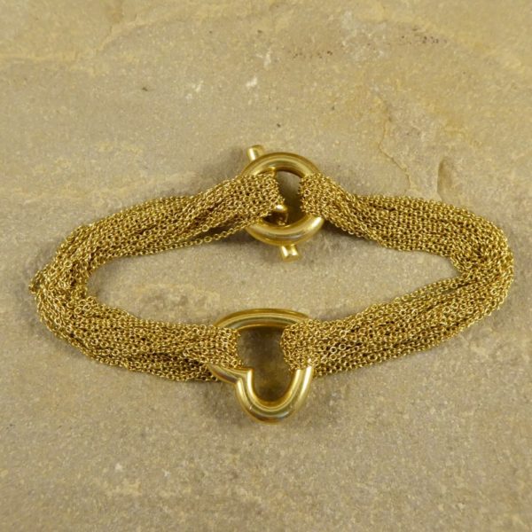 Tiffany & Co. 18ct Yellow Gold Love Heart Strand Toggle Bracelet