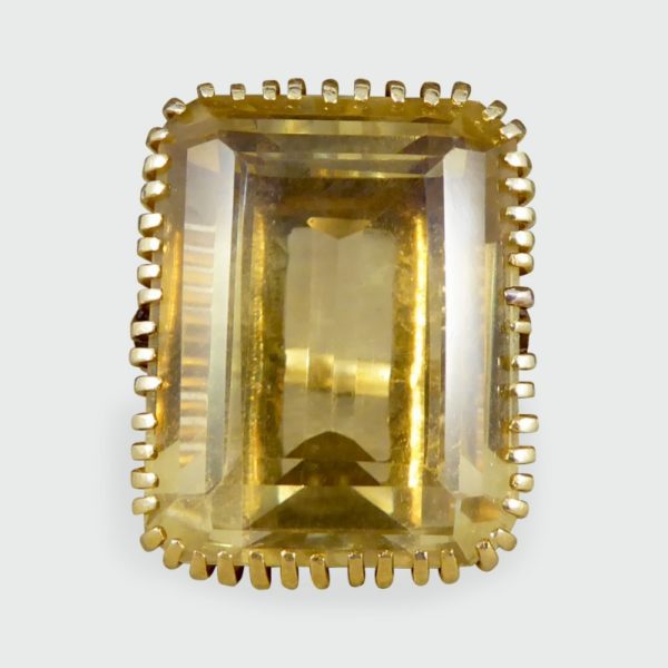 Large Vintage Citrine & Diamond Cocktail Ring