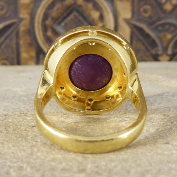 Vintage Cabochon Star Ruby & Diamond Spherical Ring
