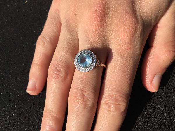 Vintage Aquamarine and Diamond Ring