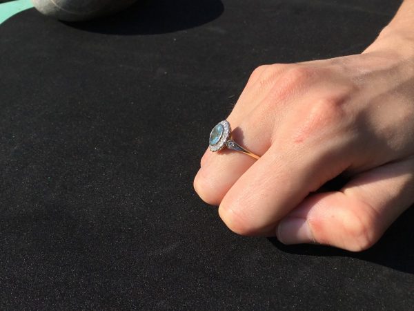 Vintage Aquamarine and Diamond Ring