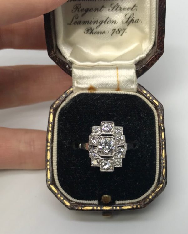 Art Deco diamond plaque ring