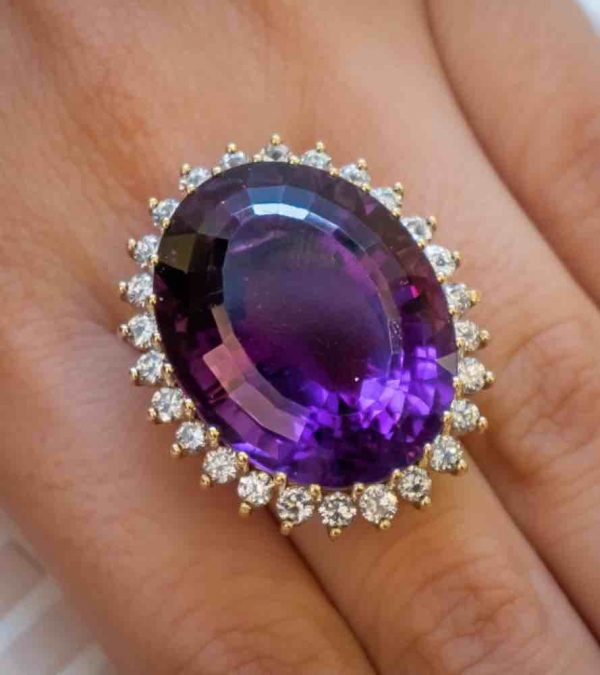 vintage amethyst and diamond cluster ring