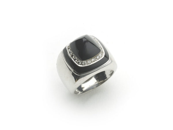 Vintage Italian Onyx & Diamond Ring