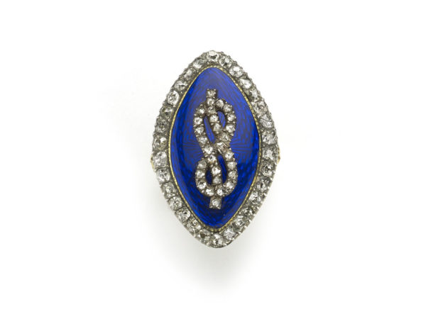 18th Century Antique Georgian Blue Enamel Diamond Mourning Ring 1780