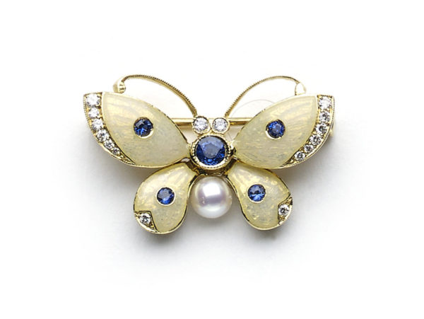Sapphire and Diamond Set Butterfly Brooch