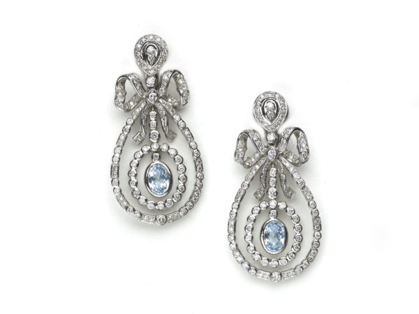 Diamond & Blue Topaz Drop Earrings