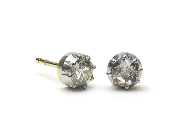 Antique Victorian Single Stone Diamond Earrings