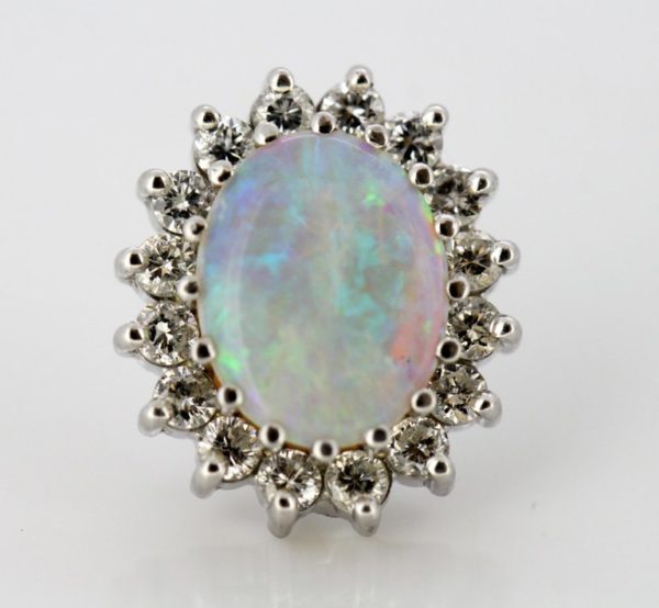 Vintage Opal and Diamond Earrings