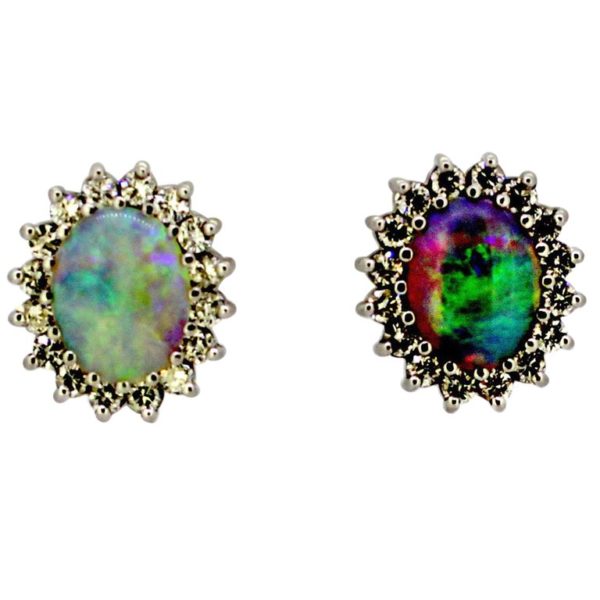 Vintage Opal and Diamond Earrings