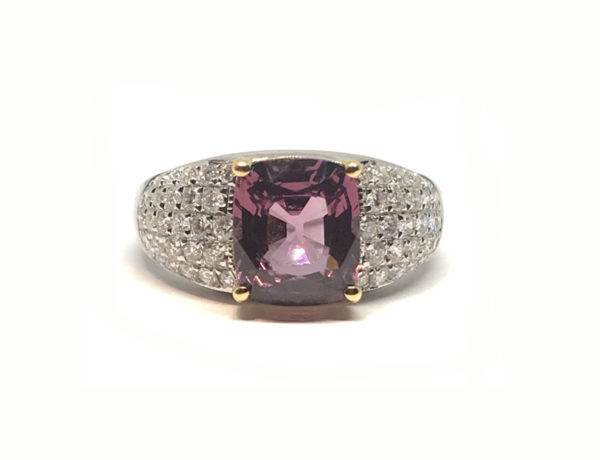 Purple Spinel and diamond dress ring, 18ct White Gold