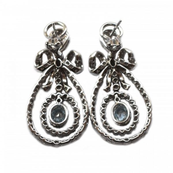 Diamond & Blue Topaz Drop Earrings