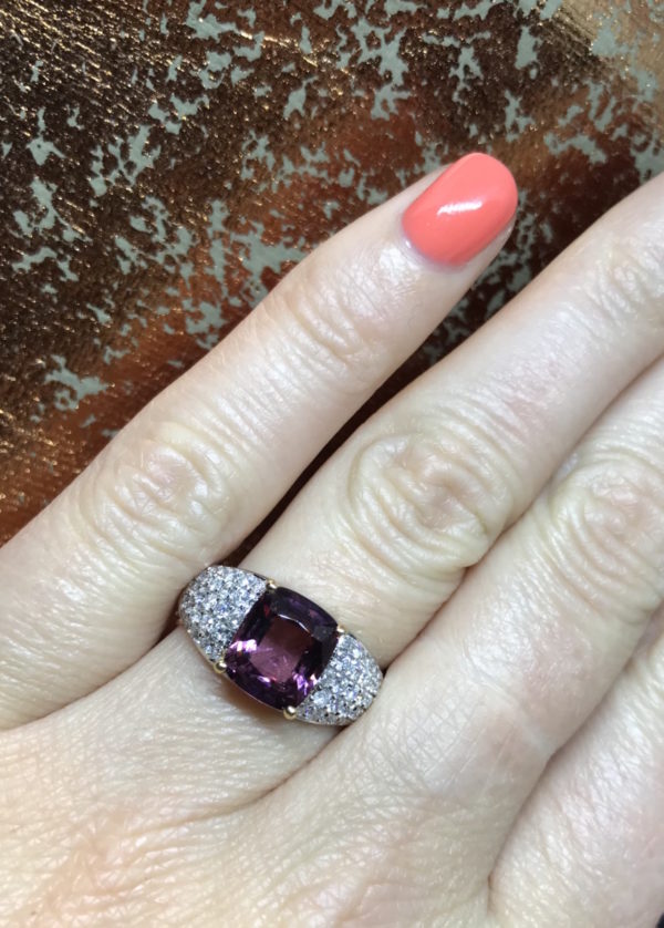 pink purple spinel and diamond ring Jewellery Discovery London