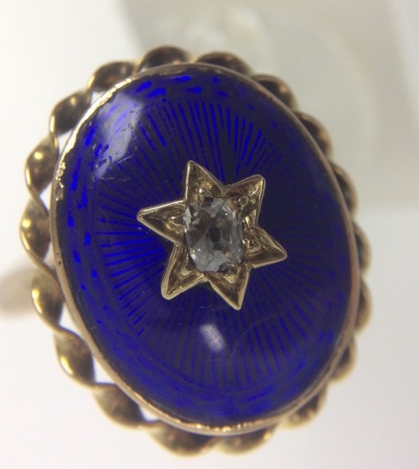 Victorian blue enamel gold diamond ring