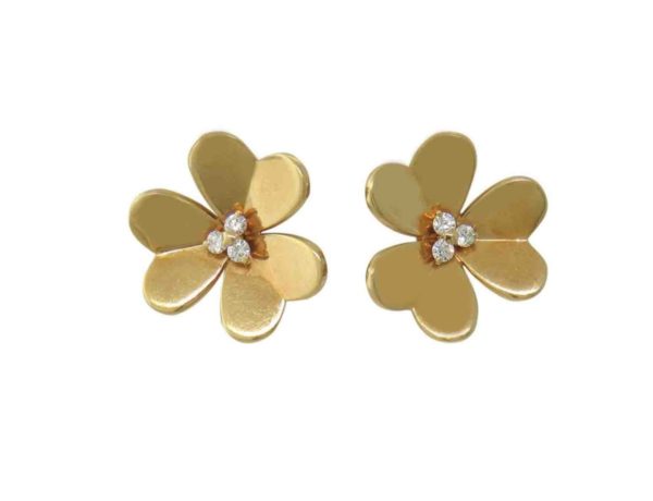VCA Gold Diamond Flower Earrings.