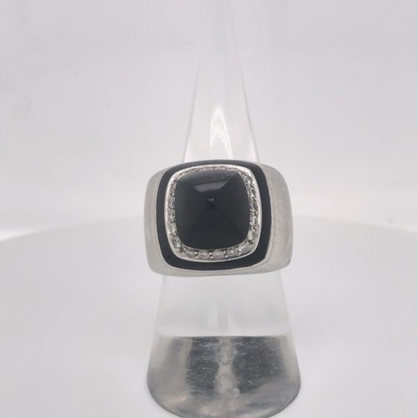 Vintage Italian Onyx & Diamond Ring
