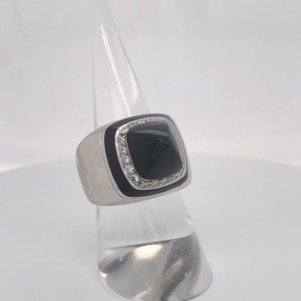 Vintage Italian Onyx & Diamond Ring