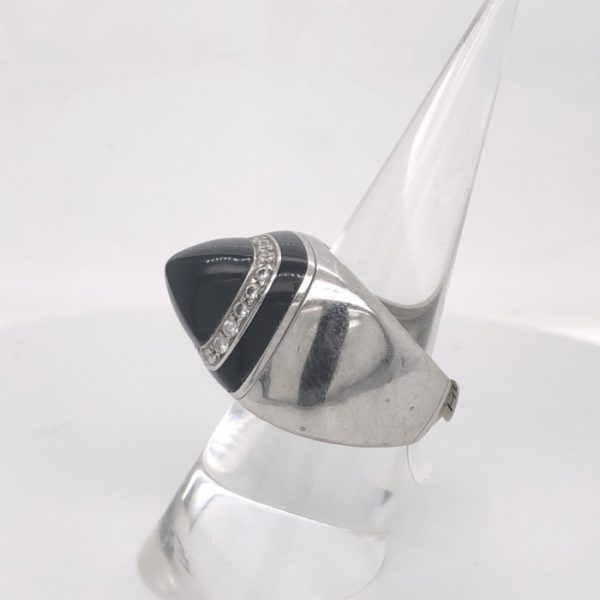 Vintage Italian Onyx & Diamond Ring