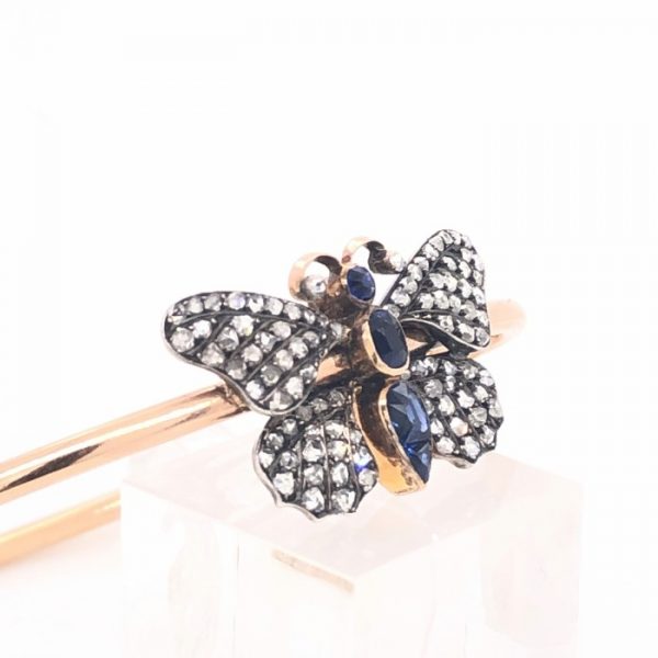 ANTIQUE SAPPHIRE AND DIAMOND BUTTERFLY BANGLE