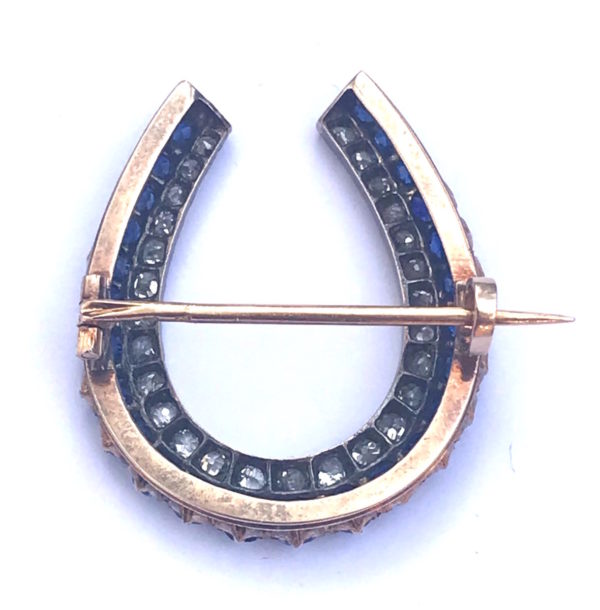 antique sapphire and diamond horseshoe brooch victorian 100 years old