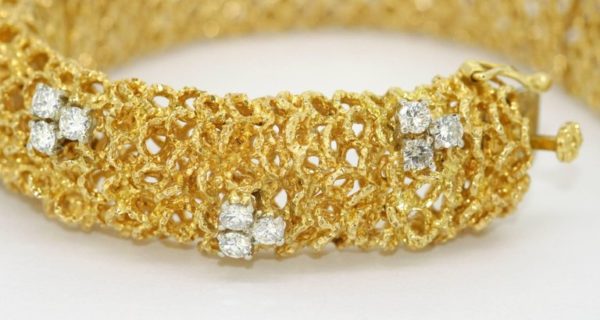Vintage Italian Diamond Set Gold Bracelet